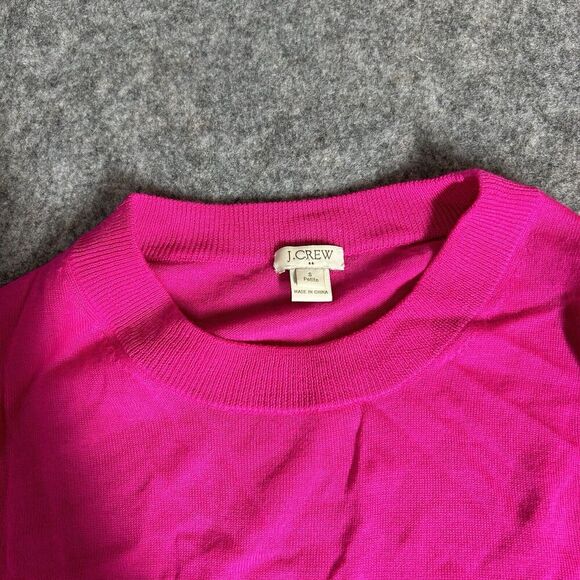 J Crew Sweater Womens Small Petite Merino Wool Blend Pink Pullover Barbiecore - Picture 2 of 6